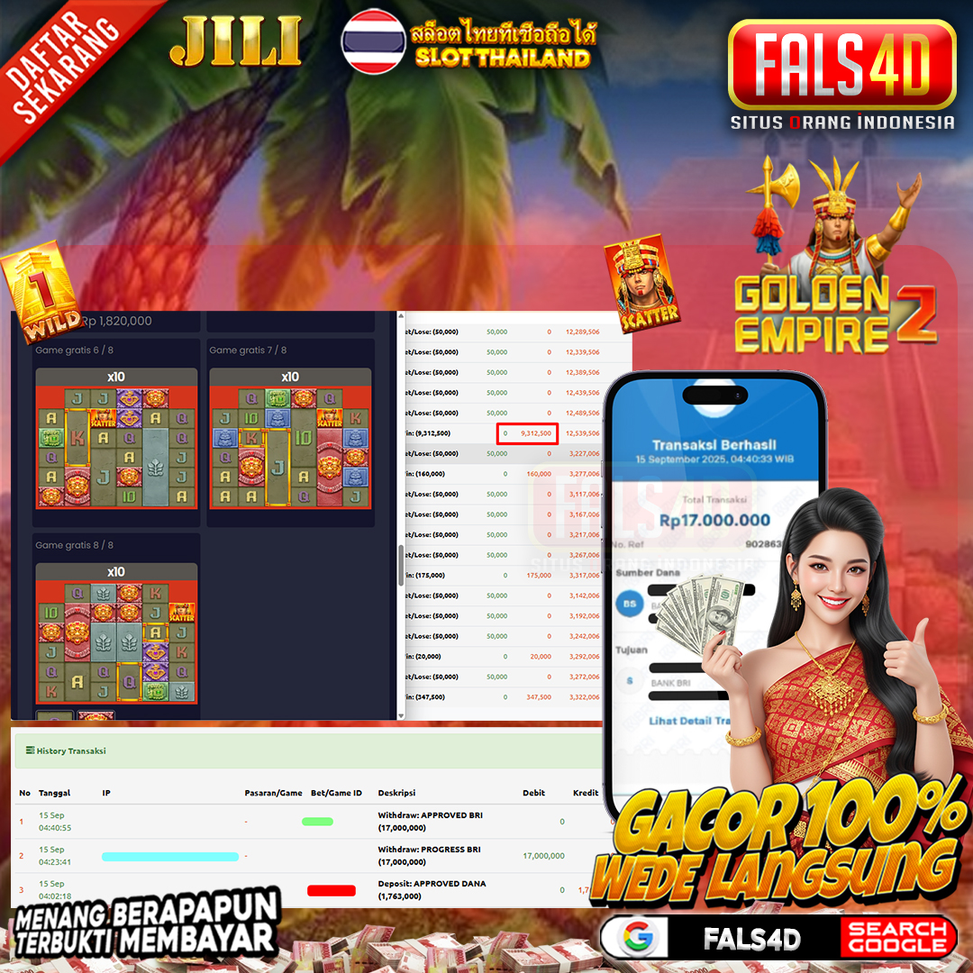 𝐈𝐃 𝐒𝐚𝐢**** 𝐌𝐞𝐧𝐚𝐧𝐠 𝐑𝐩 𝟏𝟕.𝟎𝟎𝟎.𝟎𝟎𝟎 𝐁𝐞𝐫𝐦𝐨𝐝𝐚𝐥 𝐑𝐩 𝟏.𝟕𝟔𝟑.𝟎𝟎𝟎 𝐝𝐢 𝐉𝐢𝐋𝐢 𝐆𝐚𝐦𝐢𝐧𝐠 𝐆𝐨𝐥𝐝𝐞𝐧 𝐄𝐦𝐩𝐢𝐫𝐞 𝐅𝐀𝐋𝐒𝟒𝐃