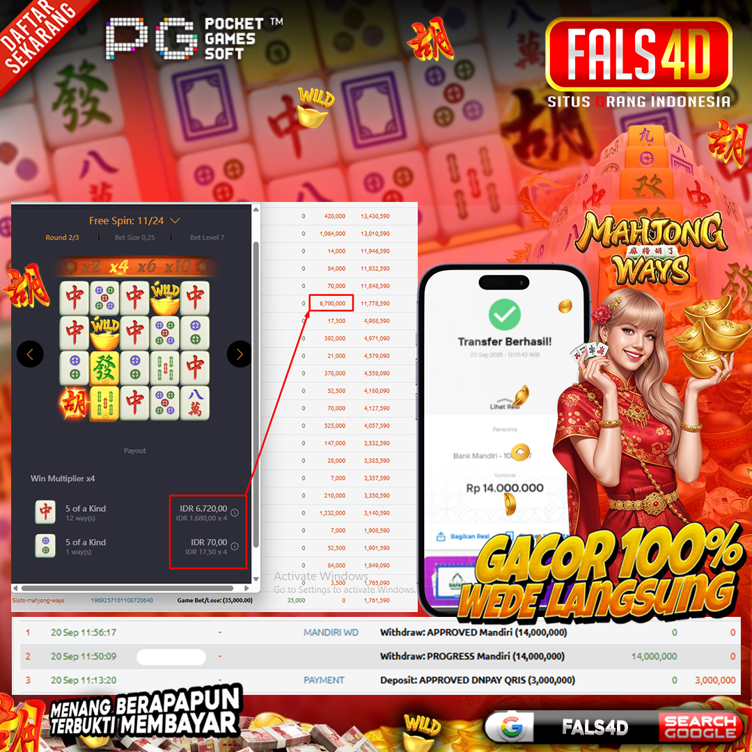 𝗜𝗗 𝗻𝗮𝘆**** 𝗠𝗲𝗻𝗮𝗻𝗴 𝗥𝗽 𝟭𝟰.𝟬𝟬𝟬.𝟬𝟬𝟬 𝗱𝗮𝗿𝗶 𝗚𝗮𝗺𝗲 𝗠𝗮𝗵𝗷𝗼𝗻𝗴 𝗪𝗮𝘆𝘀 𝗱𝗲𝗻𝗴𝗮𝗻 𝗠𝗼𝗱𝗮𝗹 𝗥𝗽 𝟯.𝟬𝟬𝟬.𝟬𝟬𝟬 𝗱𝗶 𝗦𝗶𝘁𝘂𝘀 𝗦𝗹𝗼𝘁 𝗚𝗮𝗰𝗼𝗿 𝗙𝗔𝗟𝗦𝟰𝗗